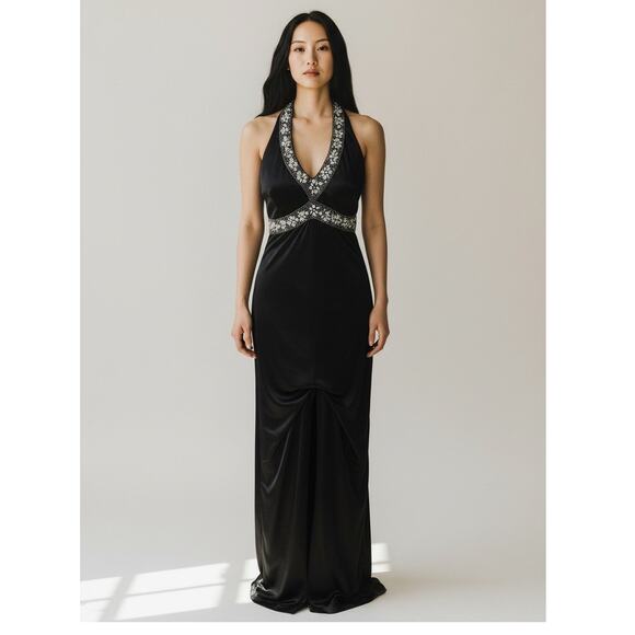 Charlotte Russe Dresses & Skirts - Vintage 90s Y2K Charlotte Russe‎ Long Maxi Dress Halter Whimsygoth Prom Black M